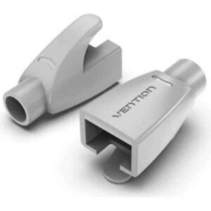 vention pack de 100 fundas protectoras para conector rj45 color gris claro