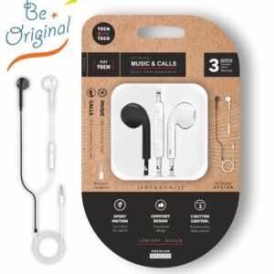 techonetech eeartech b&w be original auriculares intraurales microfono integrado mini jack 3.5mm cable de 1.20m blanco/negro