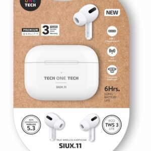 techonetech siux auriculares inalambricos bluetooth tws hasta 20h de reproduccion ipx5 color blanco