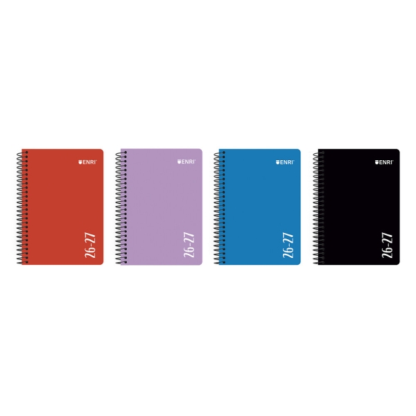 enri agenda escolar con espiral castellano tapa de plastico formato cuartilla semana vista colores surtidos