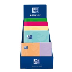 oxford expositor con 40 libretas grapadas formatos a4 y a5 bolsa interior solapas marcapaginas anti traspaso de tinta colores surtidos