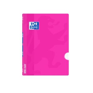 oxford libreta grapada formato a5+ 48 hojas cuadricula 4x4mm con margen tapa de plastico anti traspaso de tinta color fucsia
