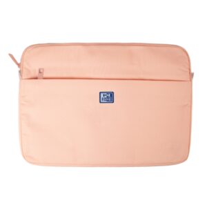 oxford young proof b case funda para portatiles hasta 16" rpet reciclado bolsillo frontal con cremallera acolchado y suave 375x265x20mm color melocoton