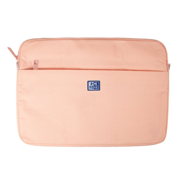 oxford young proof b case funda para portatiles hasta 16" rpet reciclado bolsillo frontal con cremallera acolchado y suave 375x265x20mm color melocoton