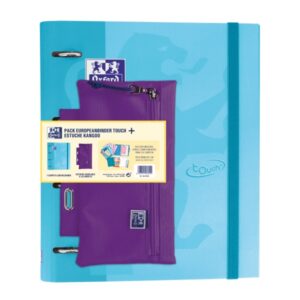 oxford pack escolar con carpeta de anillas a4 plus estuche acoplable tapa extradura cuadricula 5x5mm colores surtidos