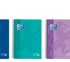 oxford cuaderno de espiral formato a4+ 120 hojas cuadricula 5x5mm tapa de plastico colores vivos surtidos