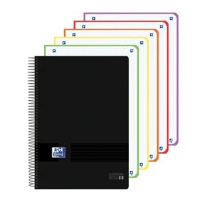 oxford live and go cuaderno de espiral formato a4+ 120 hojas cuadricula 5x5mm tapa de plastico color negro