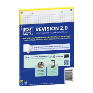 oxford pack de 30 flashcards 2.0 formato a5 cuadricula 5x5mm cartulina de 250g digitalizacion de textos con app color amarillo