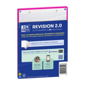 oxford pack de 30 flashcards 2.0 formato a5 cuadricula 5x5mm cartulina de 250g digitalizacion de textos con app color fucsia