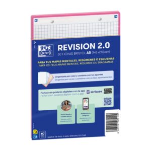 oxford pack de 30 flashcards 2.0 formato a5 cuadricula 5x5mm cartulina de 250g digitalizacion de textos con app color rosa