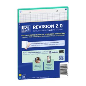 oxford pack de 30 flashcards 2.0 formato a5 cuadricula 5x5mm cartulina de 250g digitalizacion de textos con app color menta