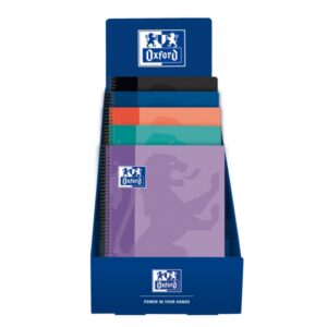 oxford school expositor con 25 cuadernos de espiral formato a4+ cuadricula 5x5mm tapa de plastico anti traspaso de tinta digitalizacion de textos con app colores surtidos