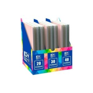 oxford live and go expositor con 20 carpetas con espiral de fundas 8 carpetas de 20 fundas 8 carpetas de 30 fundas 4 carpetas de 40 fundas colores surtidos