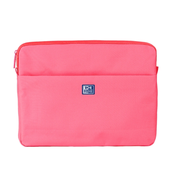 oxford young proof b case funda para portatiles hasta 14" rpet reciclado bolsillo frontal con cremallera acolchado y suave 350x265x28mm color sandia