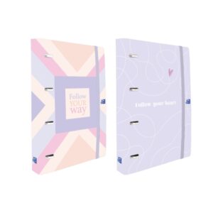 oxford europeanbinder carpeta de anillas pizarra blanca pegatinas reposicionables cierre con goma incluye recambio de hojas 5x5mm bolsillo interior lomo de 45mm colores surtidos