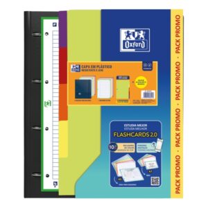 oxford live and go pack escolar con carpeta de anillas a4 plus recambio pautado de 80 hojas separadores de plastico resistente colores surtidos