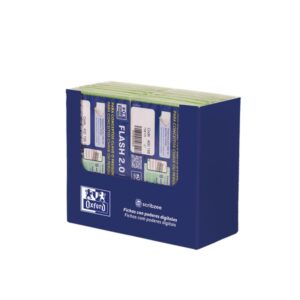 oxford expositor con 14 packs de 30 flashcards 2.0 formato a7 rayado horizontal 1 linea cartulina de 250g digitalizacion de textos con app color verde