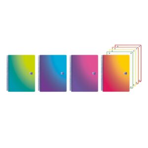 oxford cuaderno de espiral formato a5+ 120 hojas cuadricula 5x5mm tapa de plastico anti traspaso de tinta digitalizacion de textos con app colores surtidos