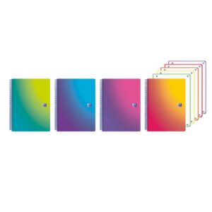 oxford cuaderno de espiral formato a4+ 120 hojas cuadricula 5x5mm tapa de plastico anti traspaso de tinta digitalizacion de textos con app colores surtidos