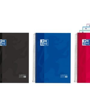 oxford cuaderno de espiral formato a4+ 160 hojas cuadricula 5x5 con cabecera tapa extradura anti traspaso de tinta digitalizacion de textos con app colores surtidos