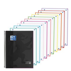 oxford cuaderno de espiral formato a4+ 200 hojas cuadricula 5x5mm tapa extradura anti traspaso de tinta digitalizacion de textos con app color negro