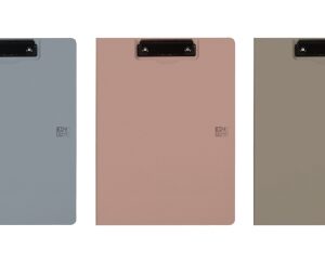 oxford forest carpeta sujetapapeles con tapa formato a4+ pinza metalica polyfoam plastico reciclado bolsillo interior apertura 360º colores neutros surtidos