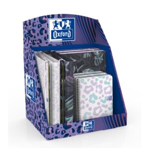 oxford dream tech expositor con 14 productos 5 cuadernos de espiral a4+ 5 cuadernos de espiral a5+ 4 carpetas de anillas a4+ colores surtidos