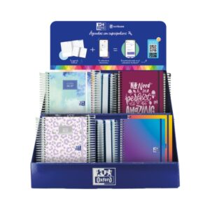 oxford expositor de sobremesa con 37 agendas escolares castellano 5 modelos diferentes facilitar la exhibicion del producto colores surtidos