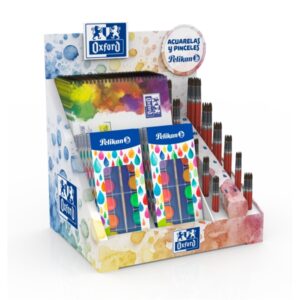 oxford expositor con 10 blocs de acuarela a4 expositor con 10 estuches de acuarela f355 pinceles de diferentes formatos colores surtidos