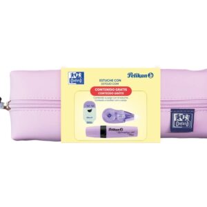 oxford kangoo live and go estuche rectangular mediano incluye material escolar en colores a juego goma de borrar cinta correctora marcador 22x3.5x7cm colores surtidos