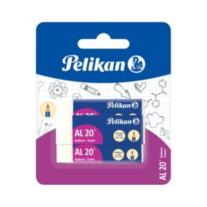 pelikan al20 pack de 3 gomas de borrar vinilo presentado en blister sin latex color blanco