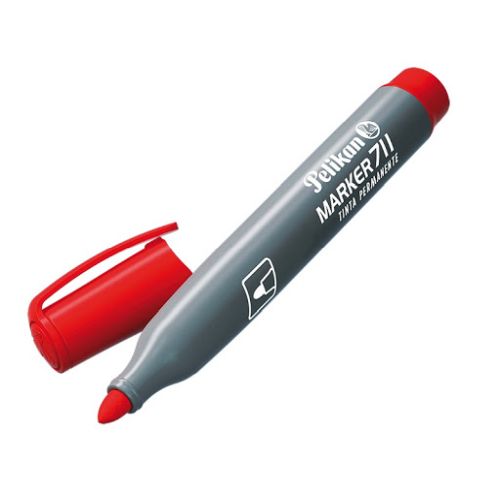 pelikan 711f rotulador permanente punta de fibra redonda gruesa secado rapido resistente al agua color rojo