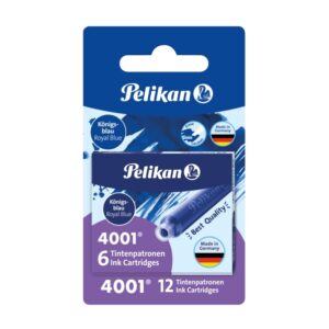 pelikan 4001 pack de 12 cartuchos de recambio tinta borrable presentado en blister color azul real