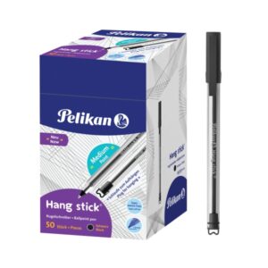 pelikan hang stick boligrafo de bola trazo de 1mm capuchon antiasfixia cuerpo triangular ergonomico gancho tinta a base de aceite color negro