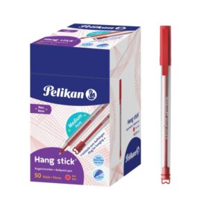 pelikan hang stick boligrafo de bola trazo de 1mm capuchon antiasfixia cuerpo triangular ergonomico gancho tinta a base de aceite color rojo