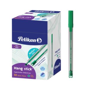 pelikan hang stick boligrafo de bola trazo de 1mm capuchon antiasfixia cuerpo triangular ergonomico gancho tinta a base de aceite color verde