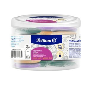 pelikan ergonomic eraser pack de 20 gomas de borrar vinilo sin pvc efecto marmol colores surtidos