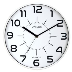 unilux unilux pop reloj de pared pila incluida numeros grandes mecanismo silencioso de cuarzo color blanco
