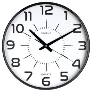 unilux unilux maxi pop reloj de pared pila incluida numeros grandes mecanismo silencioso de cuarzo color negro