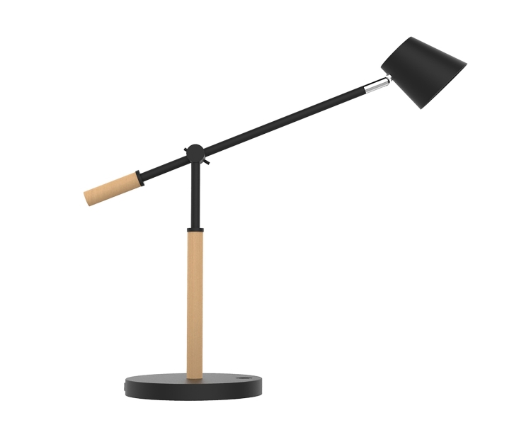 unilux vicky lampara led de escritorio 3 niveles de intensidad puerto usb interruptor tactil madera de haya color negro