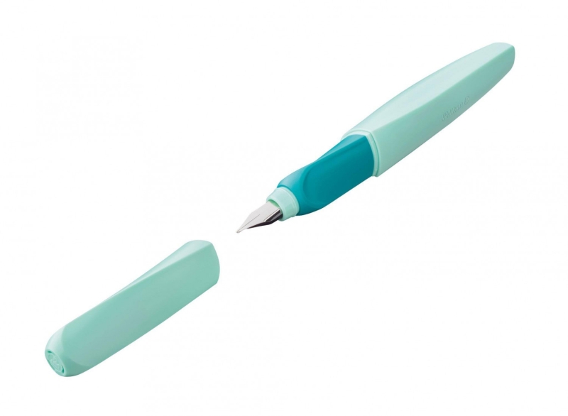pelikan twist pluma estilografica punta m uso ambidiestro seccion triangular transversal incluye 2 cartuchos de tinta color menta