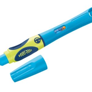 pelikan griffix pluma estilografica para zurdos plumin de acero inoxidable 3 puntos de agarre con indicador ergonomico tapa protectora color azul