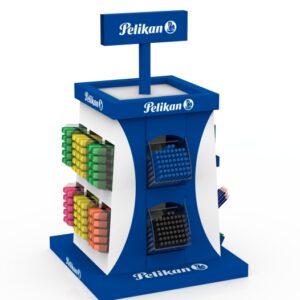 pelikan expositor con 30 barras de pegamento 200 boligrafos con capuchon 70 marcadores fluorescentes colores surtidos