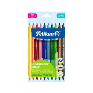 pelikan colorella duo pack de 10 rotuladores de colores punta fina y gruesa tinta al agua tapa ventilada colores surtidos