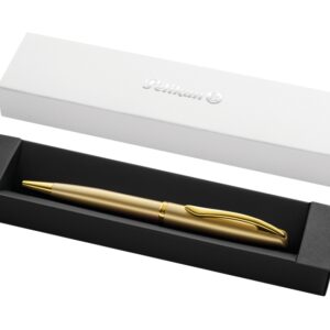 pelikan jazz noble boligrafo retractil trazo de 1mm mecanismo de giro recambio 337m azul estuche de regalo detalles cromados color oro