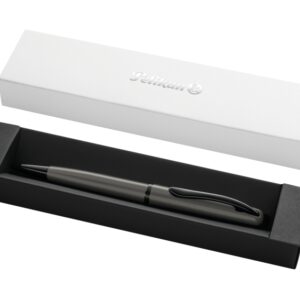 pelikan jazz noble boligrafo retractil trazo de 1mm mecanismo de giro recambio 337m azul estuche de regalo cuerpo satinado color gris oscuro