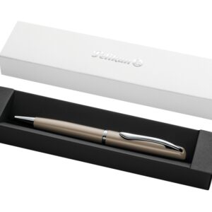 pelikan jazz noble boligrafo retractil trazo de 1mm mecanismo de giro recambio 337m azul estuche de regalo cuerpo satinado color pardo