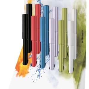 pelikan ineo expositor con 12 boligrafos retractiles trazo de 1mm mecanismo de giro recambio 337m azul aluminio anodizado satinado colores surtidos