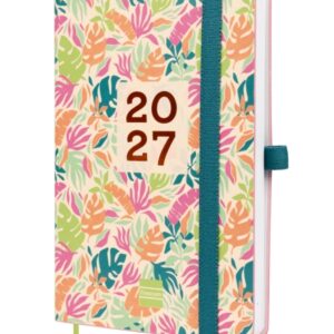 finocam capri agenda de tapa blanda en catalan 16 meses semana vista horizontal formato f4 118x168mm papel de 80g/m2 bolsillo interior cierre con goma multicolor