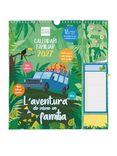 finocam sep calendario de pared en catalan 16 meses mes vista formato plus 215x325mm espiral doble metalica papel de 140g/m2 espacio para notas anilla portaboligrafo multicolor